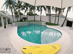 Oh, this sexy brazilian shemale rides your dick bareback after surfin', but i mean, it's so intense!