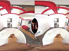 Hey, this pierced nipple babe is addicted to sex in VR reality.