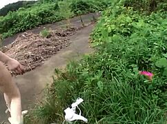 Hot Japanese slut Sarina Tsubaki strips naked outdoors