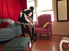 i watch the french maid vacuum in stockings and upskirt