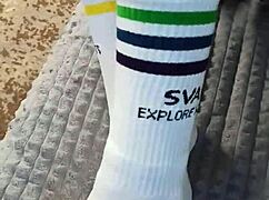 hey, step sister, why get socks just to tease my monster cock like that?