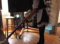 i watch the french maid vacuum in stockings and upskirt