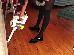 i watch the french maid vacuum in stockings and upskirt