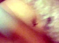 Blonde milf shows her tits and panties