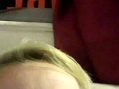 Blonde milf shows her tits and panties