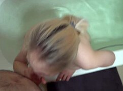 step daughter bathing and giving handjob in bathroom.