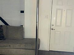 Ebony divine shakes her fat ass and big tits on a huge pole