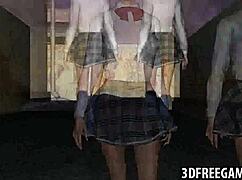 In this 3D anime, a hot lesbian babe licks her partner's wet pussy.