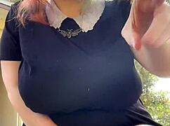 That alt milf next door is smoking outback in her thong, so curvy and cute!