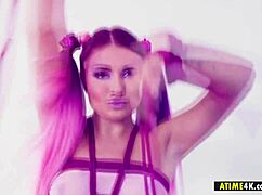 Petite Adria Rae proudly takes big cock in doggystyle blowjob