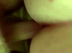 the amateur couple bent over in doggystyle, fucking intensely until a creampie filled her up completely.