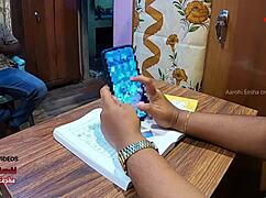 indian student bangs a milf teacher right on the table. horny teacher gets facefucked by her eager student.