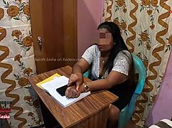 indian student bangs a milf teacher right on the table. horny teacher gets facefucked by her eager student.