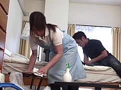 Cheeky virgin guy tricks teen maid into raw creampie at uncensored JAV