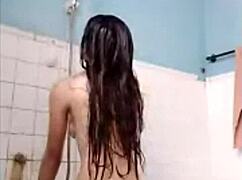 filipina girl masturbates in shower