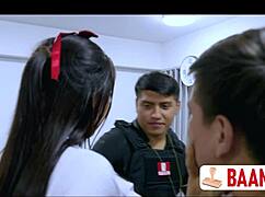 the sweet neighborhood girl gives her butt to rookie cops, oops!