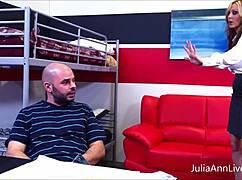 Big titty teacher julia ann sucks and fucks her students stiff dick in the classroom