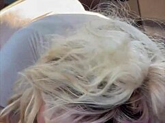 blonde hooker giving deepthroat blowjob then getting bareback fucked and creampied on ass