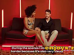 Selva, A Brunette, Enjoys A Kitchen Encounter With Her Partner.