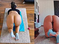 double the fun as you watch the hottest dual cam naked workout