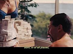 Blonde milf and brunette share passionate kissing in missionary.