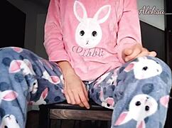 Horny Asian Teen Teases Pussy In Pajamas