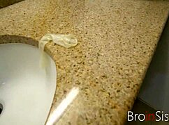 Stepbrother Punishes Teen with Big Tits Using Used Condom in Garage