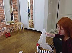 Redhead teen lets step daddy fuck her tight pussy in doggystyle