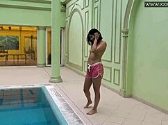 lady dee is such a cute shy czech teen swimming with her small tits.