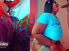 Beautiful Slim BBW Licks Balls, Deepthroats Sloppily, Swallows Cum Covered Cock With Tongue Rings!