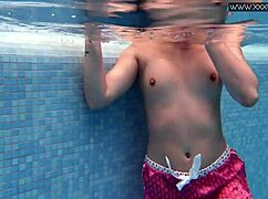 lady dee is such a cute shy czech teen swimming with her small tits.