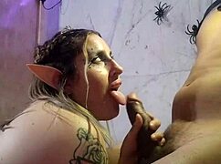 Halloween Elf Deepthroats Black Dick