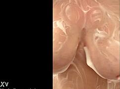 French MILF Caresses Big Tits in Secret Shower