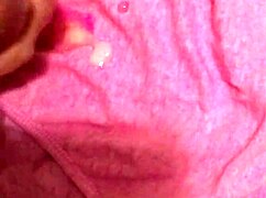 Detailed scene of cum filling dirty panties after intense cumshot