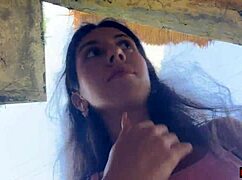 Cute Girl's Thrilling Public Exposure With Burger And Cum