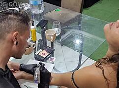 Latina Girl Trades Pussy For Tattoo