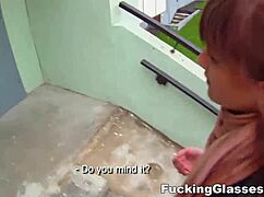 Rina Teen In Glasses Fucks On Stairway