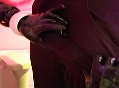 The filthy bathroom gets steamy once the busty redheaded slut starts receiving double anal penetration