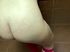 Hey, that cute pink sock freak is squirting from monster cock humiliation