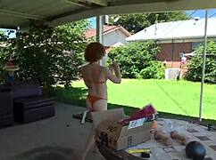 Redhead prostitute in lingerie gets anal assfucking. Big ass wife enjoys it.