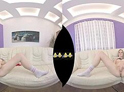 Virtual Reality Play With Dildo On Sofa.