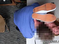 so this police officer pulls over a blonde teen in uniform, and catches her trying to masturbate at work in the office