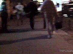 Euro teen 18+ gives double blowjob in threesome.