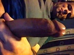 close up view of big cock making her squirt during masturbation