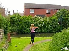 Chubby british amateur flashing in public for exhibitionist fun