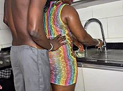 huge ass and tits get fucked by huge cock in kitchen doggystyle