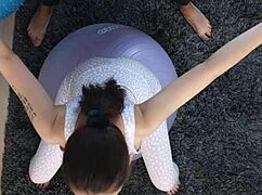 Bloom lambie banged on fitball in 1on1 brunette pussy