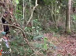 Wow, This Tattooed Babe Licks Pussy In The Woods After Smoking!