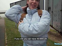 Public agent babe takes his big cock deep after losing the game