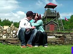 Jili and sem share their first time public outdoor dorm video with natural tits flashing.